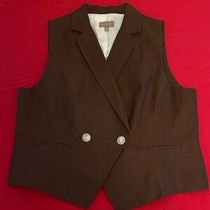 Talbots Luxe Irish Linen Brown Women's Vest NWOT Size 12